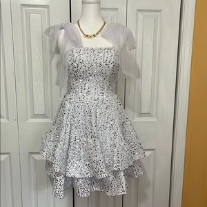 White Sequin Layered Dress